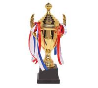Big Trophies, Trophy Cup, Winner Trophy, Trophy Prize, Colourful Ribbon Sports Tournament Tournament Winner Cup Football League Match Gold Award