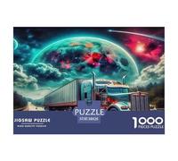 Big Truck 1000 Piece Jigsaw Puzzle: Truck on Road Under Cosmic Sky for Adults Teens Educational Game Decompression 38x26cm/1000pcs