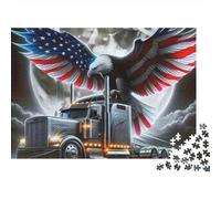 Big Truck 1000 Piece Puzzle for Adults Eagle on Truck Under Full Moon Night Sky Premium Thick Sturdy Challenging Stress Relief 70x50cm/1000pcs