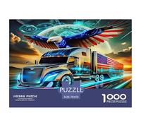 Big Truck 1000 Piece Recycled Paper Puzzle Game - Truck American Flag Cosmic Psychedelic Dynamic The Whole Family Activity for Home Wall Decoration70x50cm/1000pcs