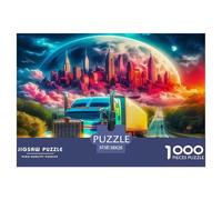 Big Truck Jigsaw Puzzles Puzzles for Adults Kids. 1000 Pieces Whimsical Challenge Toy Educational Game Home Decoration for Educational Games Gifts 38x26cm/1000pcs