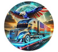 Big TruckJigsaw Puzzles 1000 Pieces for Adults Kids Round Bald EagleCreative Challenge Toys Gift1000pcs (67.5x67.5cm)