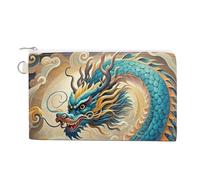 Big Turtle And Palm Trees Coin Purse Canvas Wallet Cute Change Purse Small Storage Bag with Zipper, Dragon, One Size, Flowers and Animals