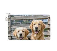 Big Turtle And Palm Trees Coin Purse Canvas Wallet Cute Change Purse Small Storage Bag with Zipper, Golden Retriever dogs puppies pets, One Size, Flowers and Animals