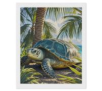 Big Turtle and Palm Trees Diamond Art Kits for Adults 16"x20" DIY Diamond Painting Kit for Beginners Gem Art Painting with Round Full Drill Diamonds DIY Paint Paintings for Home Wall Decor Gift