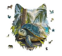 Big Turtle and Palm Trees Jigsaw Puzzle 175PCS Wolf Head Design Puzzle Wooden Jigsaw Puzzles for Adults Families