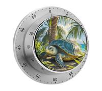Big Turtle and Palm Trees Kitchen Timers for Cooking Visual Timer Stainless Steel Magnetic Timer with Alarm Cooking Timers for Baking, Exercise, Sports, Study & Outdoor Use