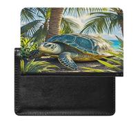 Big Turtle And Palm Trees Passport Holder Passport Cover Protector Essentials with Credit Card Slots for Women Men