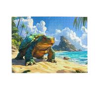 Big Turtle On The Beach Wooden Puzzle 500 Piece Jigsaw Puzzle for Adults Challenging Puzzle for Game Size 15"x20.4"