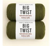 Big Twist Value Yarn 2-Pack Bundle-Olive Drab 100% Acrylic, 6oz Skeins (380 yds Each)