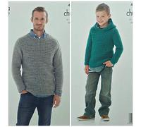 Big Value Multi Chunky Mens Sweater and Hoddie Pattern 4087-61-107cm (24-42 ins)