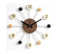 Big Wall Clock Mid Century Modern Silent Non Ticking Battery Operated 16 Inch Decorative Wood Ball Quartz Clocks for Living Room Office Kitchen