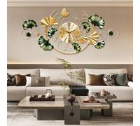 Big Wall Clock, Unique Ginkgo Leaf Decorative Wall Clocks, Luxury Metal Gold Flower Wall Decor, Silent Non-Ticking Oversized Clock for Wall, for Living Room Bedroom Kitchen Office(39.4X19.7In)