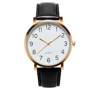 Big Watches for Men Fashion Leather Quartz Wrist Watch (Rose Gold, One Size)