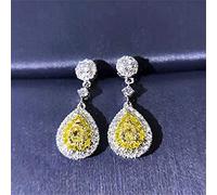 Big Water Drop Shape Dangle Earrings For Wen Little Fresh Bright Yellow Female Wedding Party Accessories