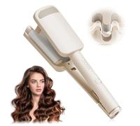 Big Wave Hair Curler, 32mm French Wave Curling Iron with 4 Temperature Fast Heating French Egg Roll Curling Iron V Shaped Waver Curling Wand for All Hair Types Hair Curling Iron 160-220°C (Beige)