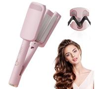 Big Wave Hair Curler, 32mm Waver Hair Curler, Big Wave Hair Crimpers for Women, French Wave Curling Iron, V Shaped Hair Curling Iron, Big Wave Hair Wavers for Short Hair and Long Hair, Pink