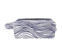 Big Waves in Linear Style Nautical Pattern Cosmetic Pouch Bag with Handle, Square Toiletry Travel Bag, Small Zipper Pencil Case for Ladies Mens Girls Kids, Accessories Organizer