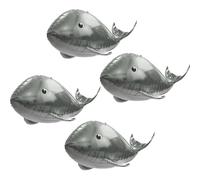 Big Whale Balloon Under The Sea Beach Decoration Blue Ocean Supplies For Birthday Baby Shower Wedding, 4 Pack Gray Whale Balloons Cute Zoo Animal Shaped Balloons Cartoon Sea World Fish Party Supplies