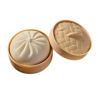 Big White Bun Soft Stress Ball with Steamer, Simulation Food Design, Silicone Fidget Toy, Anxiety Relief, Funny Gag Present, Steamed Bun Toy