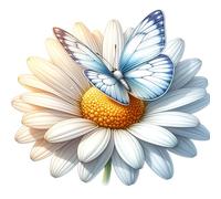 Big White Daisy Butterfly Vinyl Decal Stickers, Cover Mark, Floral 20cm 7cm