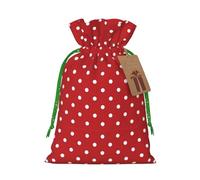 Big White Dot Print Christmas Drawstring Gift Bags Holiday Present Sack Xmas Decor Reusable Pouches