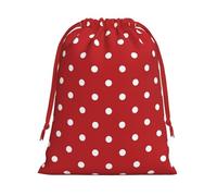 Big white dot Print Soft Drawstring Storage Bags, Flannel Gift Pouches Fashion Novelty Christmas Holiday Gifts Bags