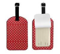 Big White dot Printed PU Leather Bag Tag, Personalized Baggage Label, Privacy Flap ID Shield, for Vacation