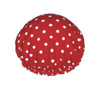 Big White Dot Reusable Luxury Shower Cap For Women, Double Protection Layers Elastic For Ladies Spa Salon