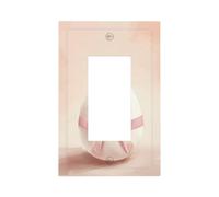 Big White Egg with Pink Ribbon Light Switch Wall Plate Faceplate Cover Single Rocker 1 Gang Decorator Outlet Receptacle Covers for Home Kitchen Room Bathroom Decor
