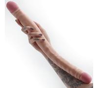 Big White Flesh Dildo Sex Toy Suction Cup Anal Realistic Dong Huge 10" Inch 12" Inch 17" Inch + Massive Adult Pegging Biege Skin Colour (18 Inch Double Ended Dildo)