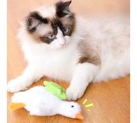 Big White Goose Electric Plush Cat Toy, Patting Bird Interactive Cat Toy