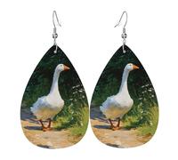 (Big White Goose) Lightweight Leather Earrings For Women Elegant Dangle Drop Earrings For Casual Party Everyday Wear