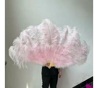 Big White Ostrich Feather Fans 13 Bone 100/130cm Fluffy Plumes Folding Fan for Carnival Stage Opera Props Decor Accessory-Light Pink-130cm 1 Pair
