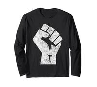 Big White Raised Fist Salute of Unity Solidarity Resistance Long Sleeve T-Shirt