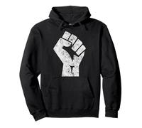 Big White Raised Fist Salute of Unity Solidarity Resistance Pullover Hoodie