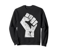Big White Raised Fist Salute of Unity Solidarity Resistance Sweatshirt