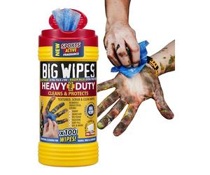 Big Wipes Heavy Duty Pro+ Hand Wipes - Textured Dual-Sided Cleaning Wipes for Paint, Grease, Oil - Industrial Cleaning Products for Tools & Surfaces - Heavy Duty Hand Cleaner - Dispenser Tub x100