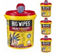 Big Wipes Heavy Duty Pro+ Hand Wipes x960 - Case of 4 Buckets | Removes Paint, Oil, PU Foam & Adhesives. Aloe Vera & Vitamin E Enriched, Dual-Sided Trade Wipes, Skin Safe, Tear Resistant