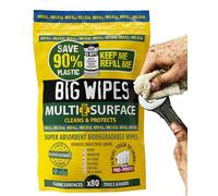 Big Wipes Multi-Surface Cleaning Wipes - Absorbent Surface & Hand Wipes - 4 Power Solvents & 4 Skin Conditioners - Industrial Cleaning Products - Heavy Duty Hand Cleaner - Refill Pouch x80