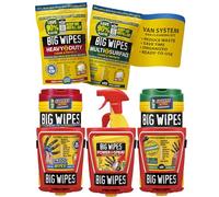 Big Wipes Van System All-in-1 Industrial Cleaning Kit | Cleaning Wipes & Hand Wipes, Power Spray & 3 Brackets, Heavy Duty Cleaner Kit for Tools, Hands & Surfaces - Van Mountable