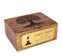 Big Wood Works Funeral Burial Urn for Ashes, Handmade Memorial Box for Pets & Human Adults, Cherished Memories With Deep Meaning - Tree Life Plaque 3, Medium (8"x6"x3.5") - 100 lbs or 45 Kg