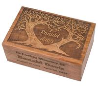 Big Wood Works Handcrafted Memorial Keepsake for Pet & Human Ashes Urns for Adult, Decorative Funeral Urn for Peace, Faith & Remembrance, Trees Forming Heart - X-Large (11"x7"x4") - 250 lbs or 115 Kg