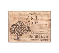 Big Wood Works Personalized Wooden Memorial Urn for Pet & Humans - Tree Design with Birds, Custom Engraving - Medium (8"x6"x3.5") - Up to 100 lbs (45 Kg) Cremation Urn