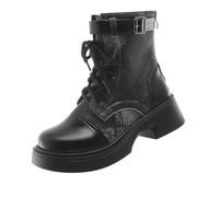 Big Yards Thick Bottom Boots Female New England Style Colour Combination Belt Buckle Short Boots Thick with Motorbike Boots Womens Fashion High Rubber Rain Boots Dots (Black, 7)