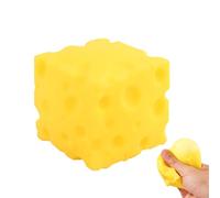 Big Yellow Cheese Squishy - 5 cm Realistic Cheese Cube Squeeze Toy | Soft Slow Rebounding Food Shape Squeeze Toy | Portable Stress Ball for Kids Adults Students Workers Home School