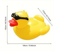 (Big Yellow Duck Mount Floating Row) 1pc Giant Duck Shaped Floating Bed, Inflatable Pool Water Lounge Chair