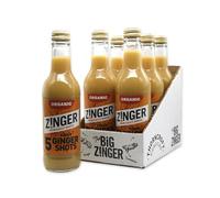 Big Zinger Ginger 6x330ml - 30 shots - Organic plant based shots with 18.4g pressed juice - Natural kick - No added sugar