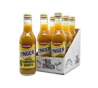 Big Zinger Turmeric 6x330ml - 30 shots - Plant based shots with golden turmeric juice - Natural kick - No added sugar