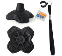 BigAlex Cane Tips, 3/4 Inch(19mm) All-Terrain Tip for Walking Canes, Rubber Replacement Foot with Four Tips for Better Stability, Free-Standing, Non-Slip, Heavy Duty, 1* Cane Tip & 1 * Wrist Strap